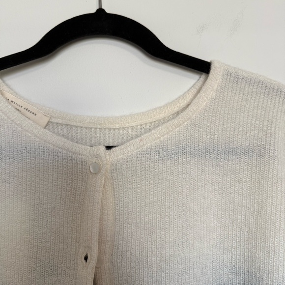 Sezane Gaspard Cardigan Ecru and Navy Striped XS - Picture 4 of 8